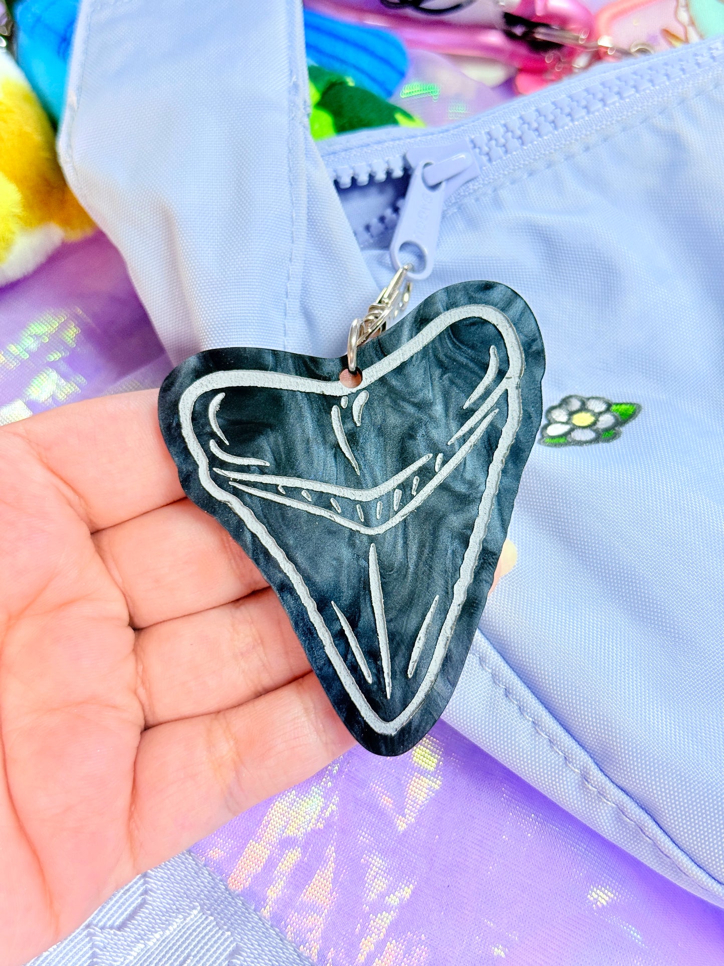 Shark Tooth Fossil Bag Charm