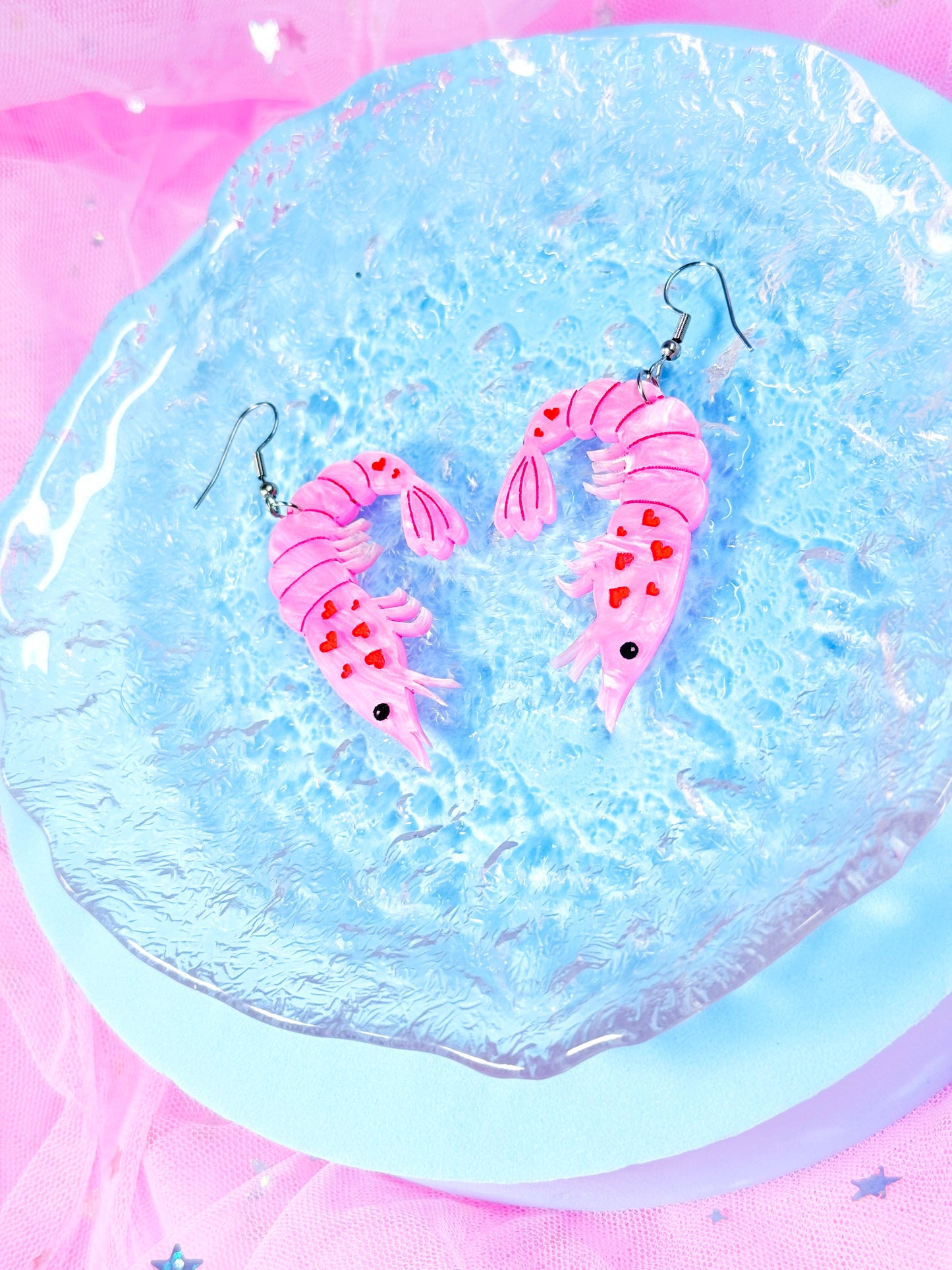 Love Shrimp, Acrylic Earrings