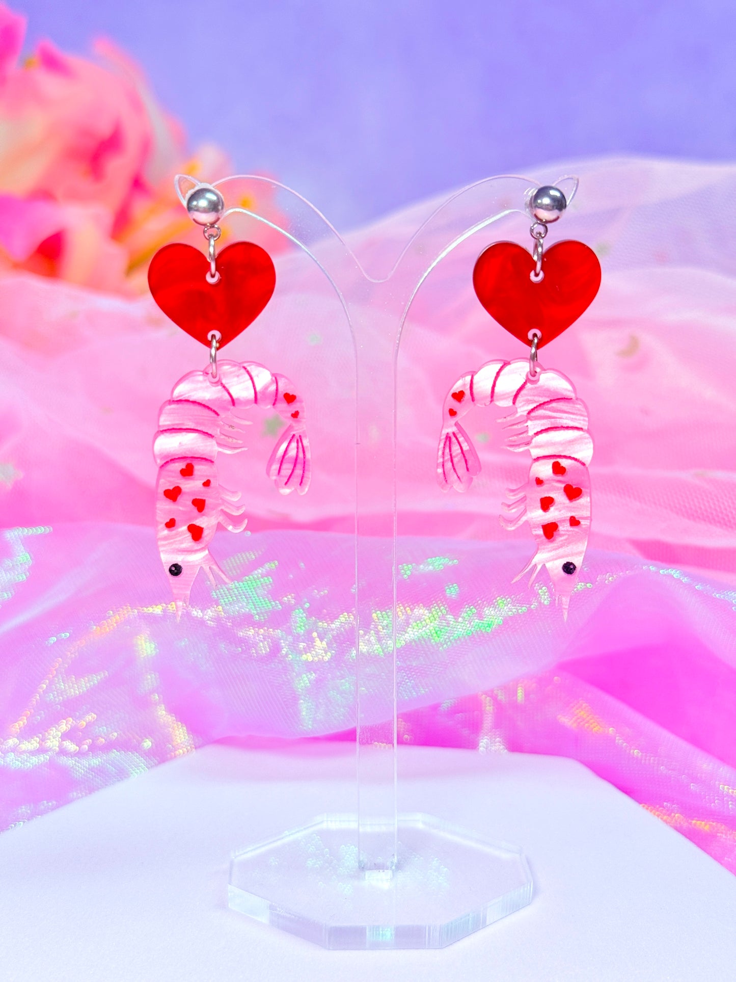 Lovely Shrimp Acrylic Earrings