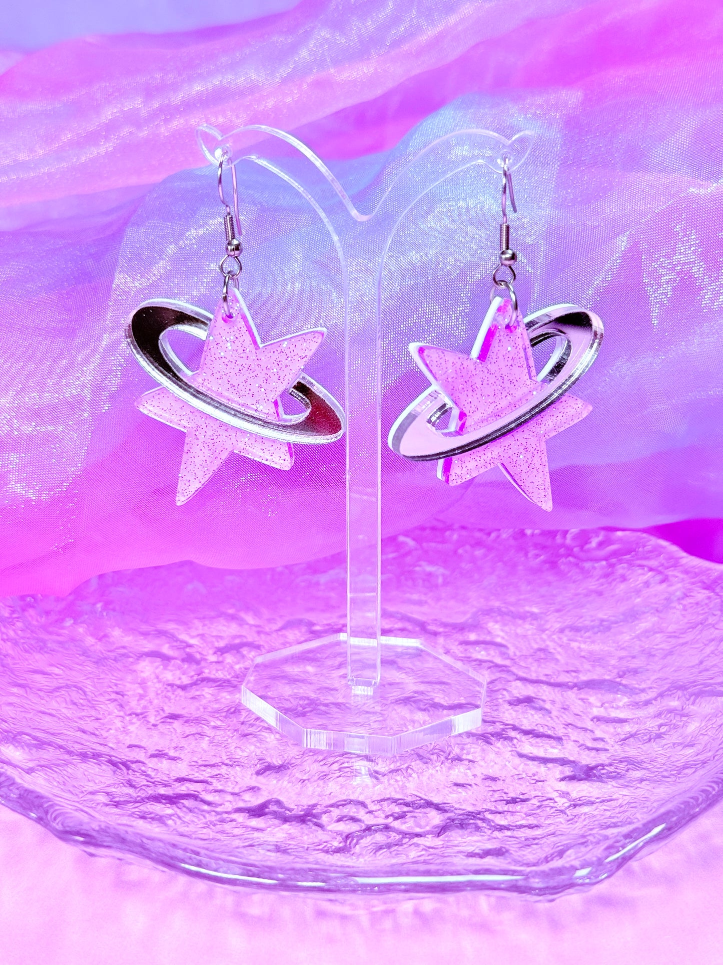 Y2K Cosmic Star Acrylic Earrings (Purple)