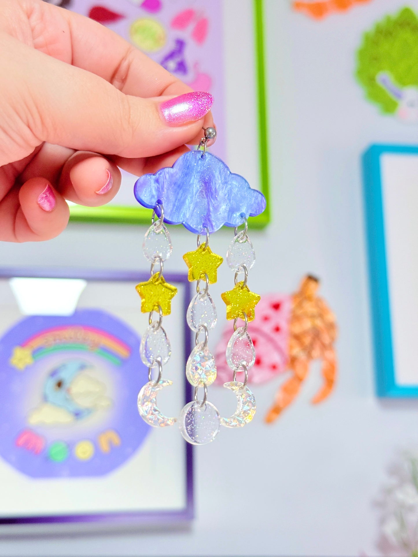 Celestial Clouds, Acrylic Earrings