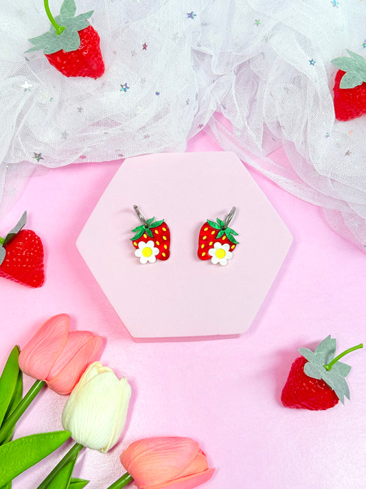 Mini Strawberry Acrylic Earrings