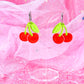 Candy Cherries, Acrylic Earrings (Red)