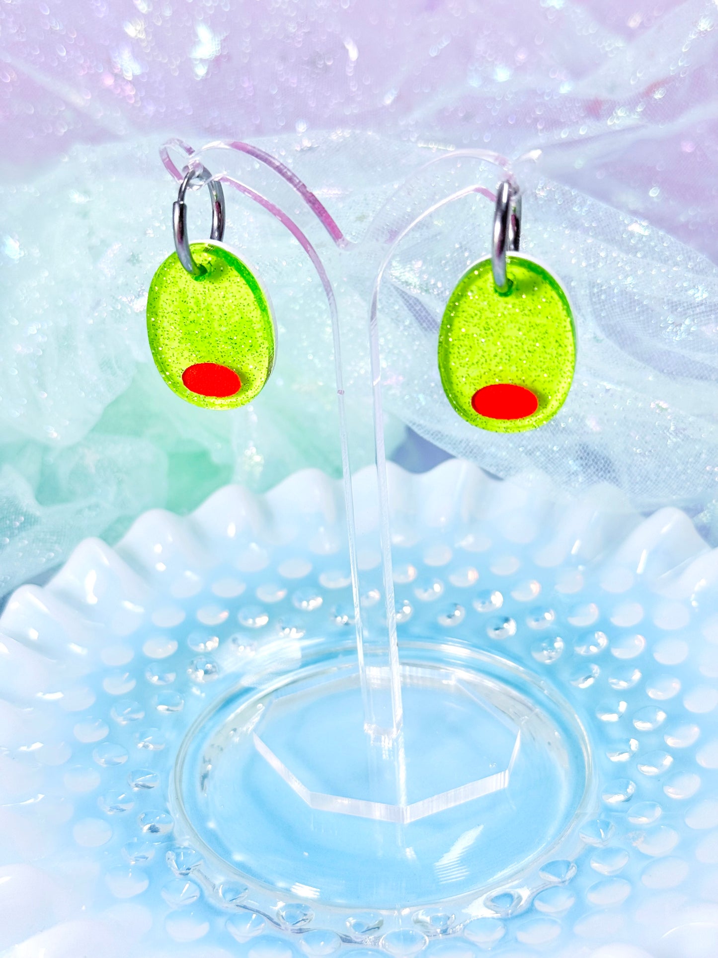 Jelly Olive Acrylic Earrings