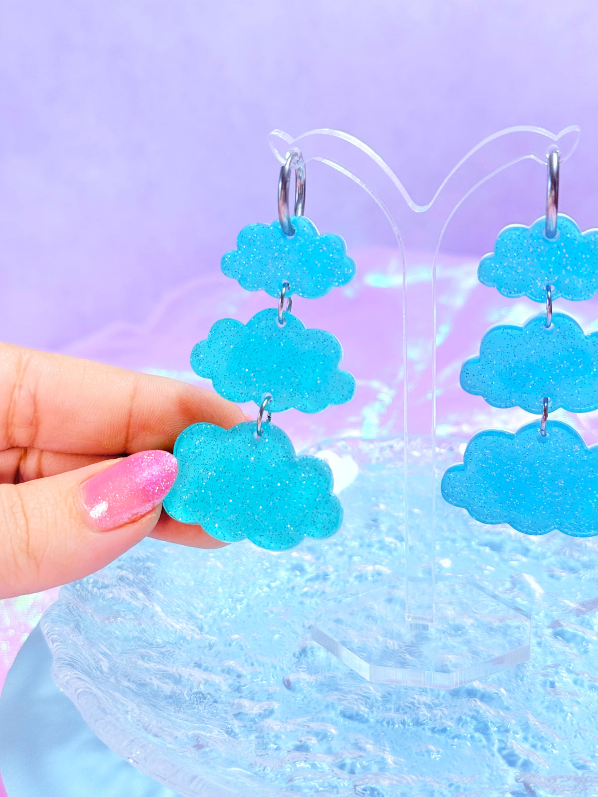 Jelly Cloud Acrylic Earrings (Blue)