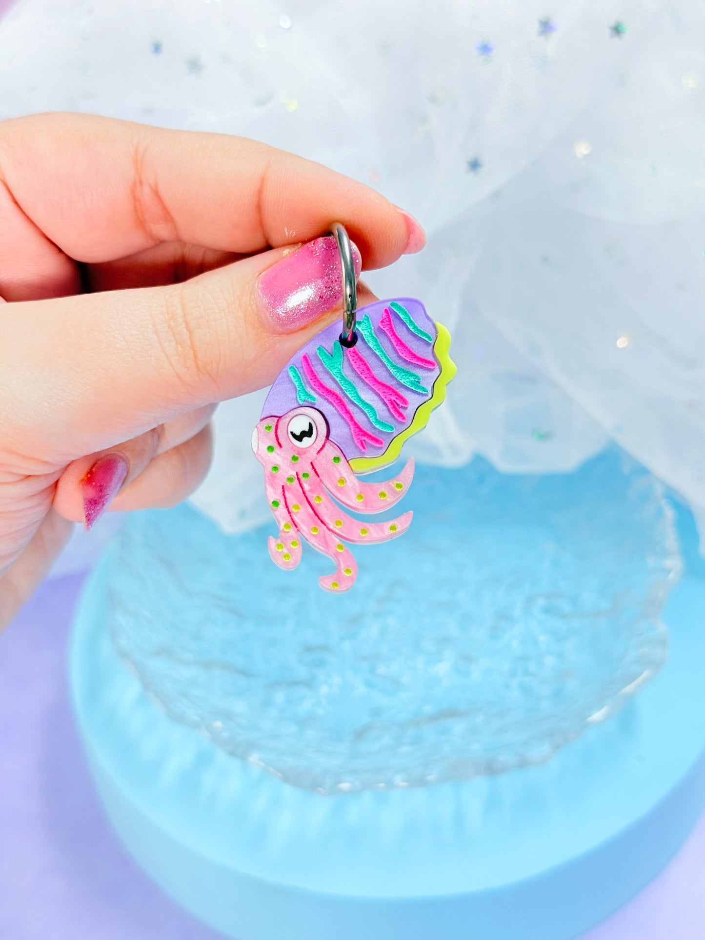Cuttlefish Acrylic Earrings (Neon Pop)