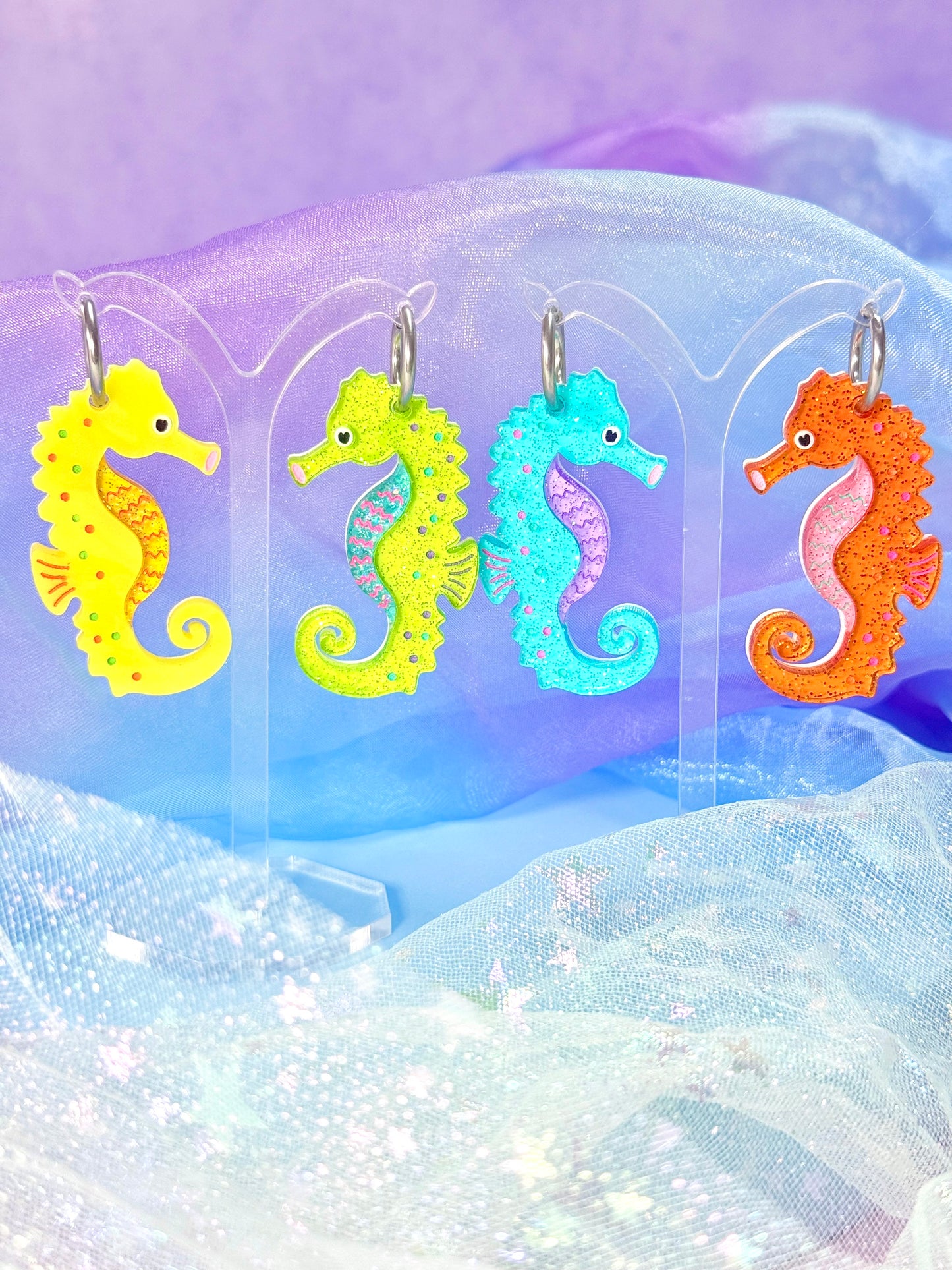 Funky Seahorse Acrylic Earrings, Mix and Match