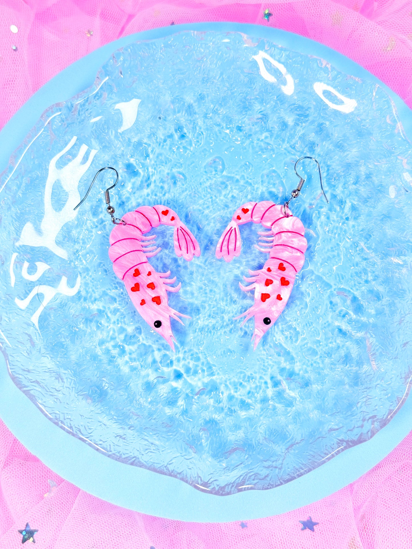 Love Shrimp, Acrylic Earrings