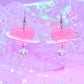 Heart Planet Acrylic Earrings (Pink)