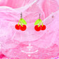 Candy Cherries, Acrylic Earrings (Red)