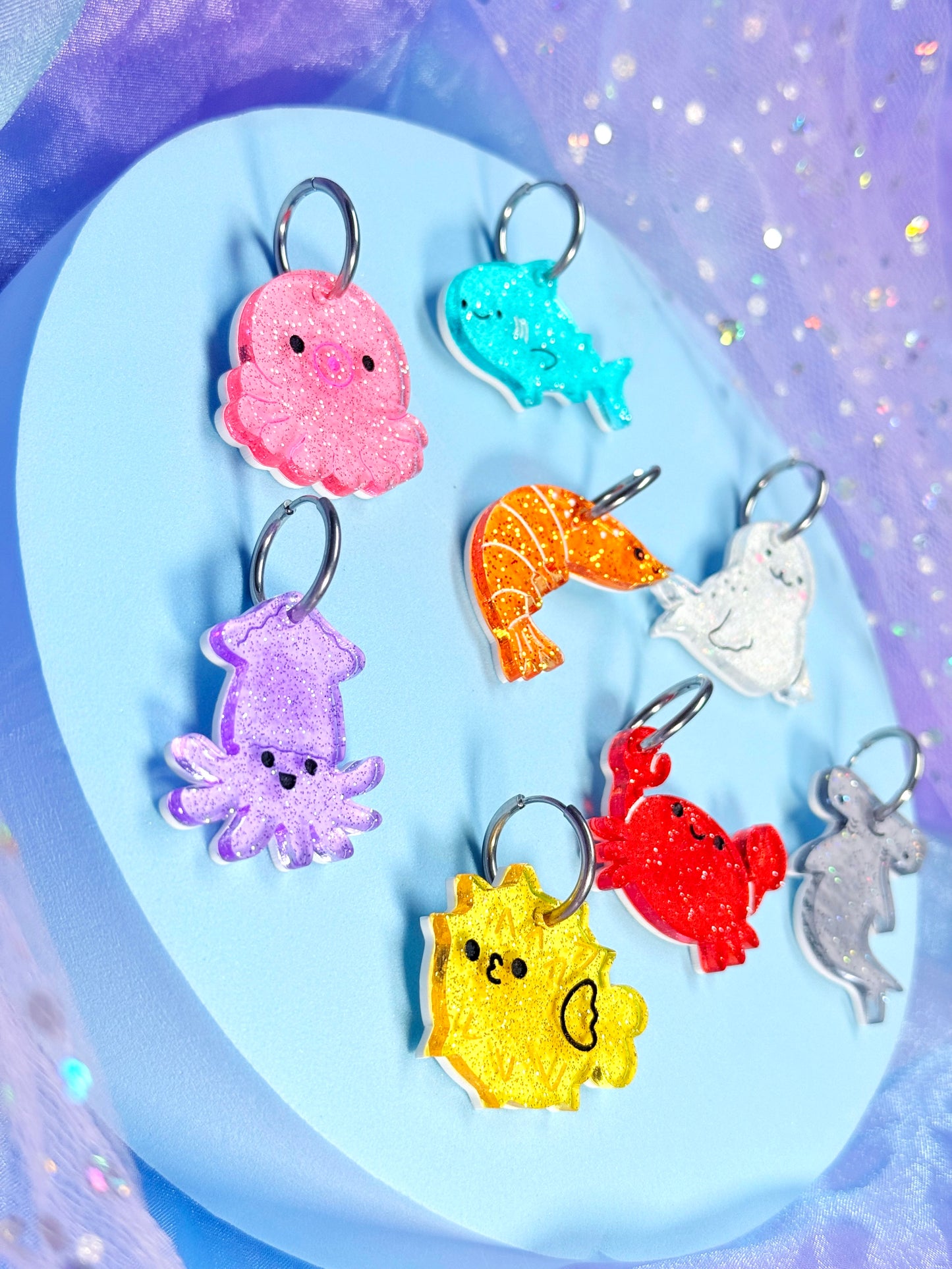 Glitter Jelly Sea Critters! Mix and Match Earrings