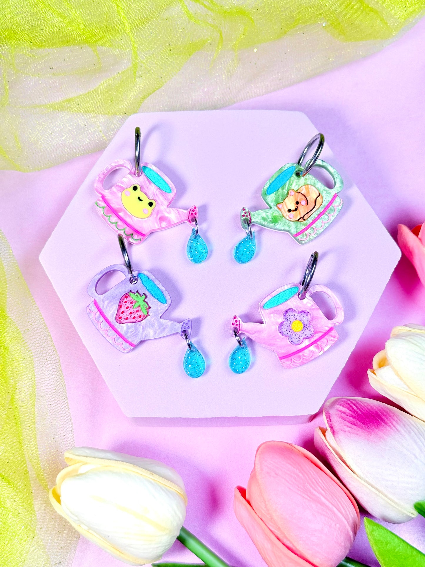 Whimsical Watering Can Acrylic Earrings