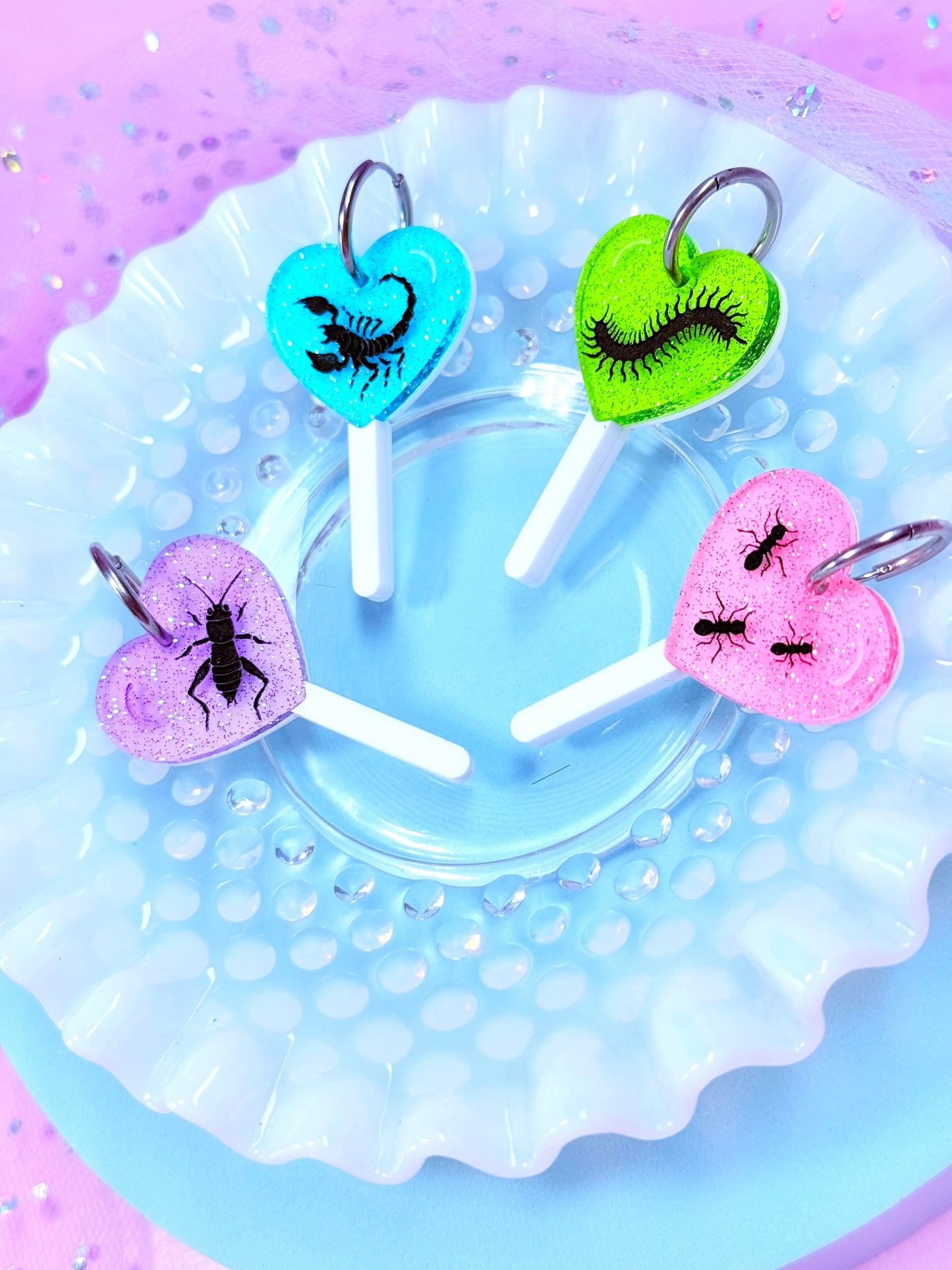 Cutesy Bug Lollipop Acrylic Earrings