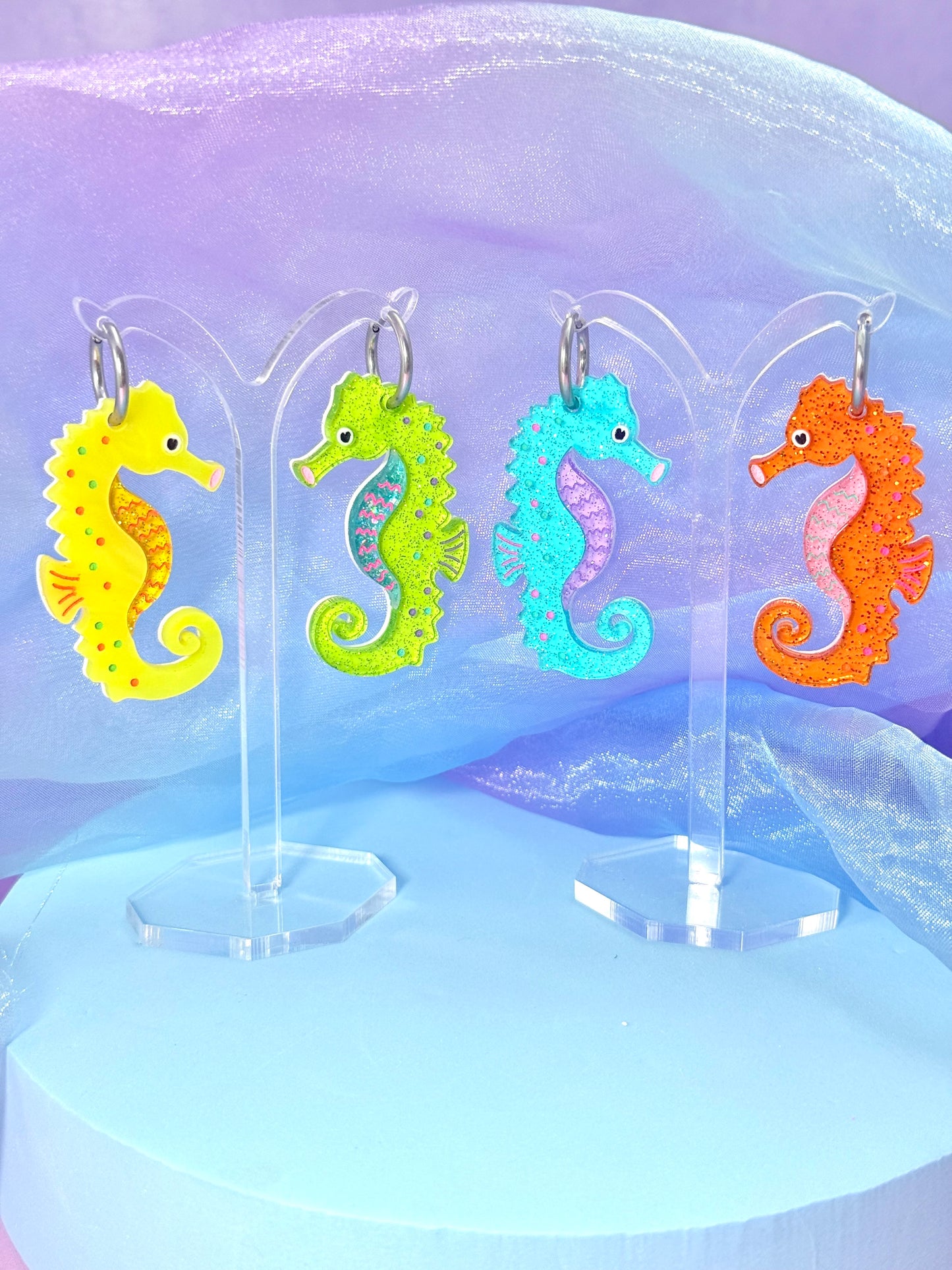 Funky Seahorse Acrylic Earrings, Mix and Match