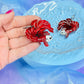 Betta Fish Acrylic Earrings (Red Pearl)