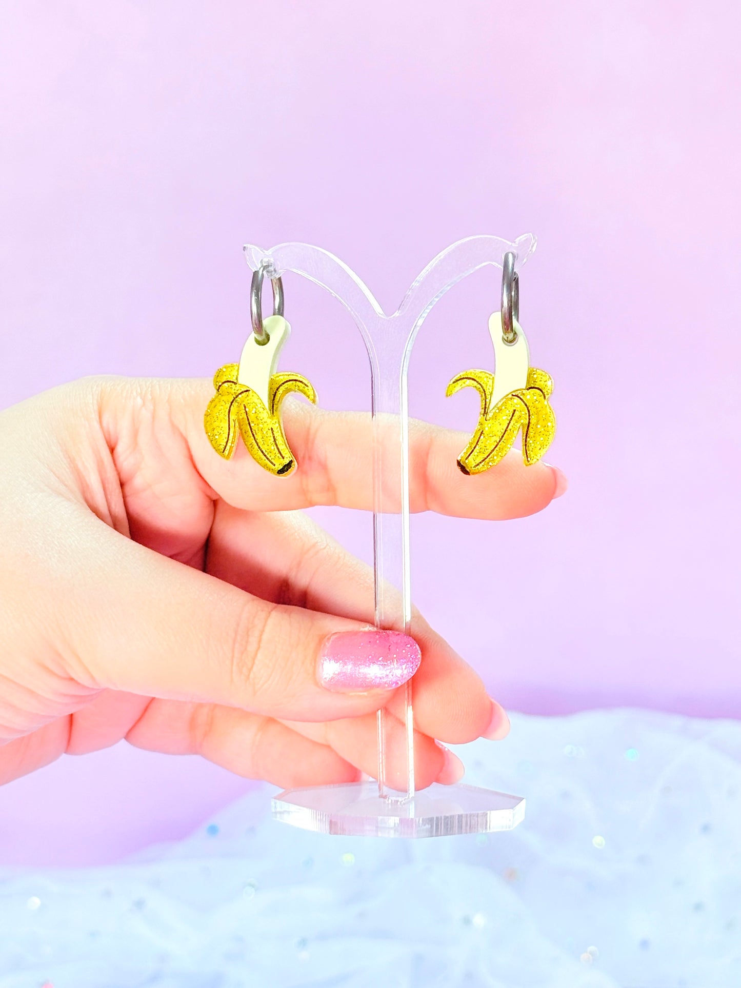 Mini Banana Acrylic Earrings