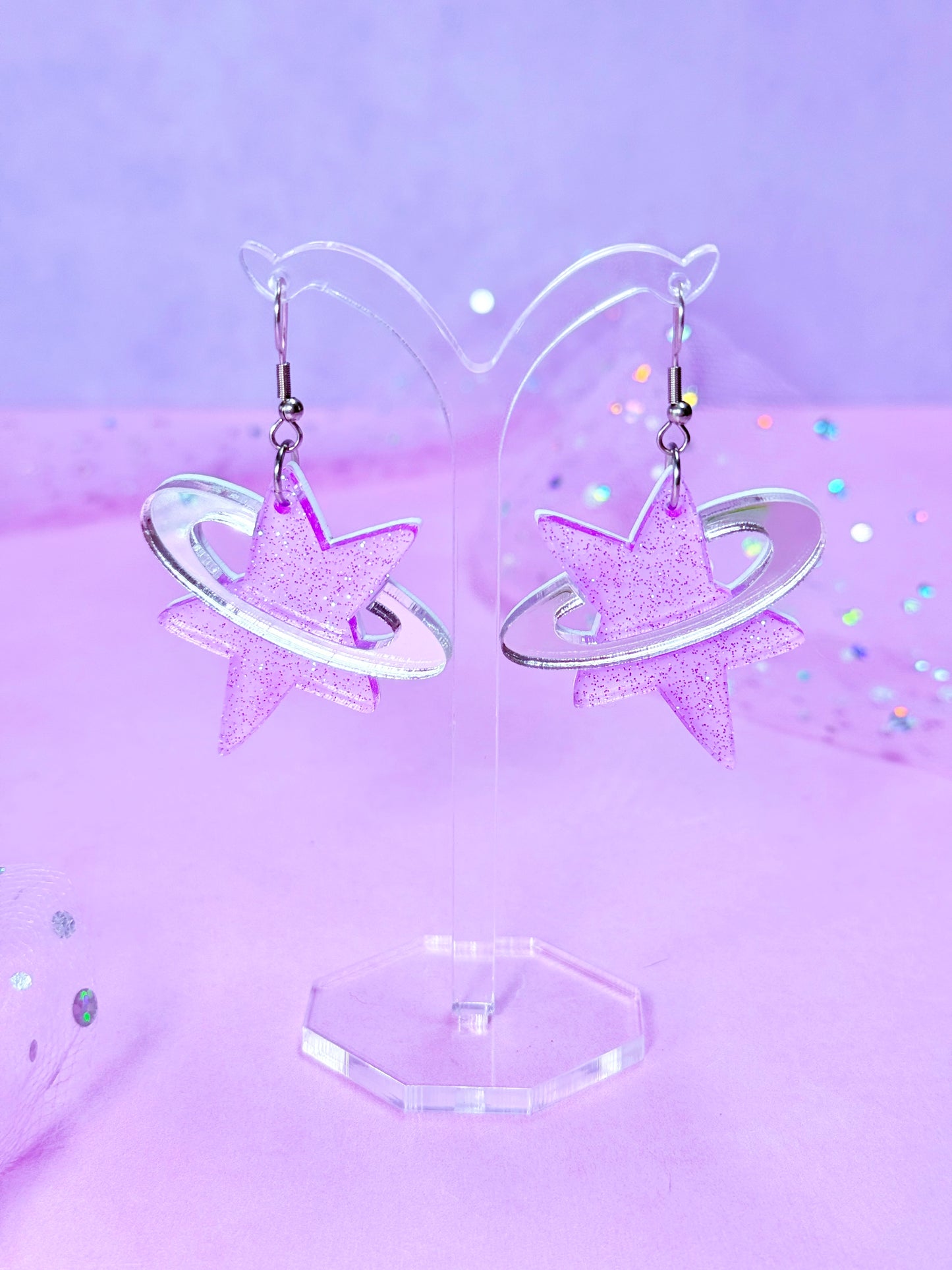 Y2K Cosmic Star Acrylic Earrings (Purple)