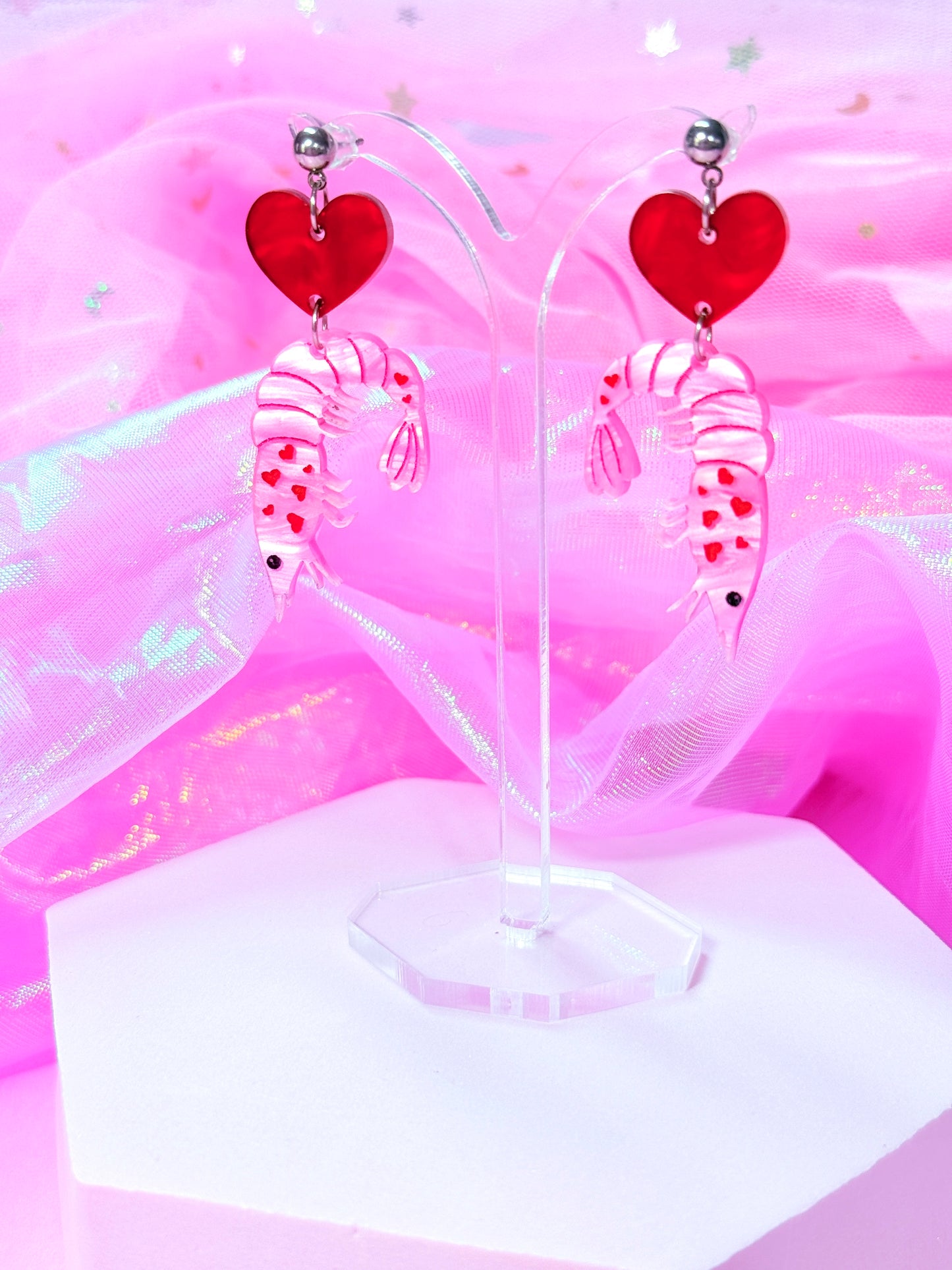 Lovely Shrimp Acrylic Earrings