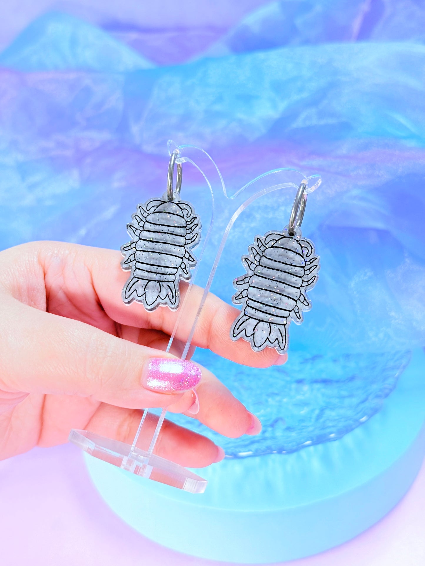 Giant Isopod Acrylic Earrings