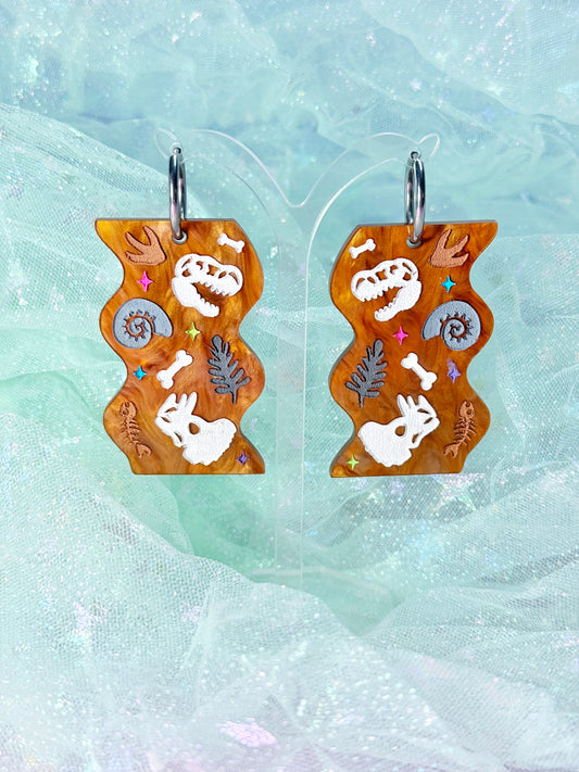 Funky Fossil Slab Acrylic Earrings