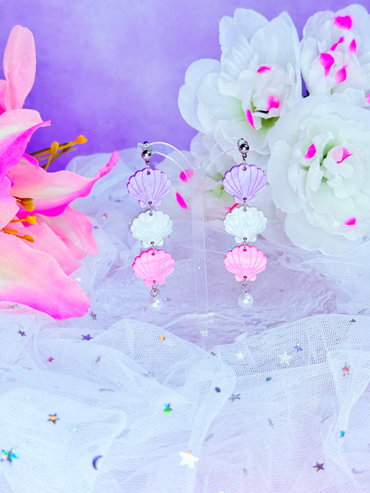 Sweetie Scallop Acrylic Earrings (pinky purple)