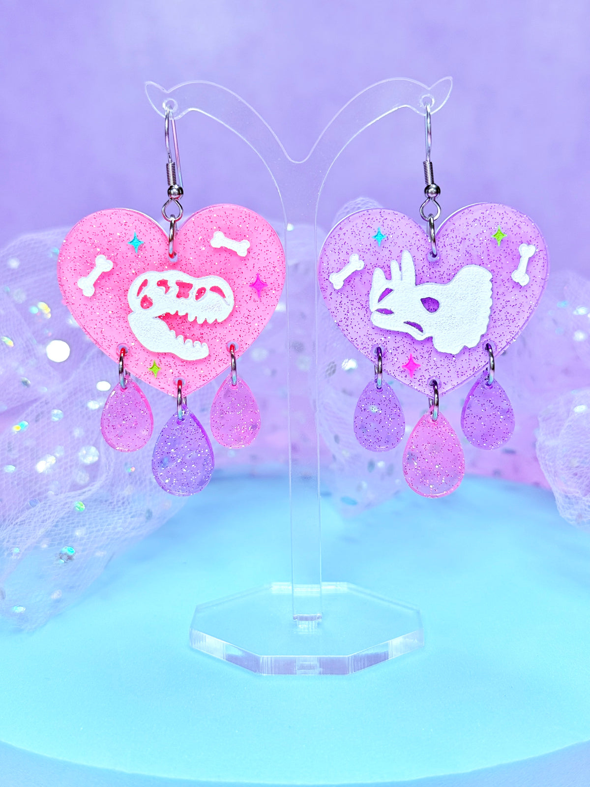 Dino Lover Dangles, Acrylic Earrings