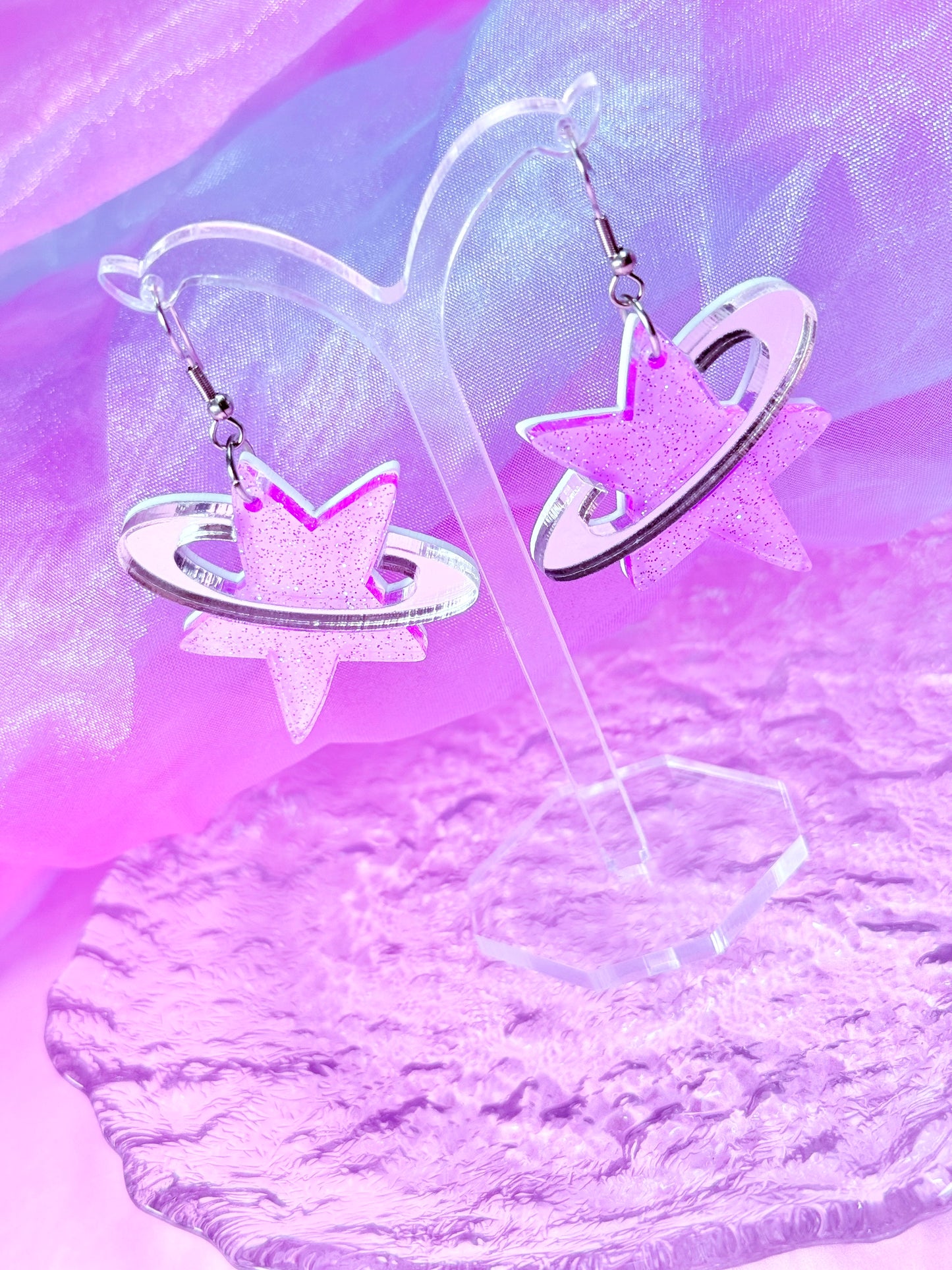Y2K Cosmic Star Acrylic Earrings (Purple)