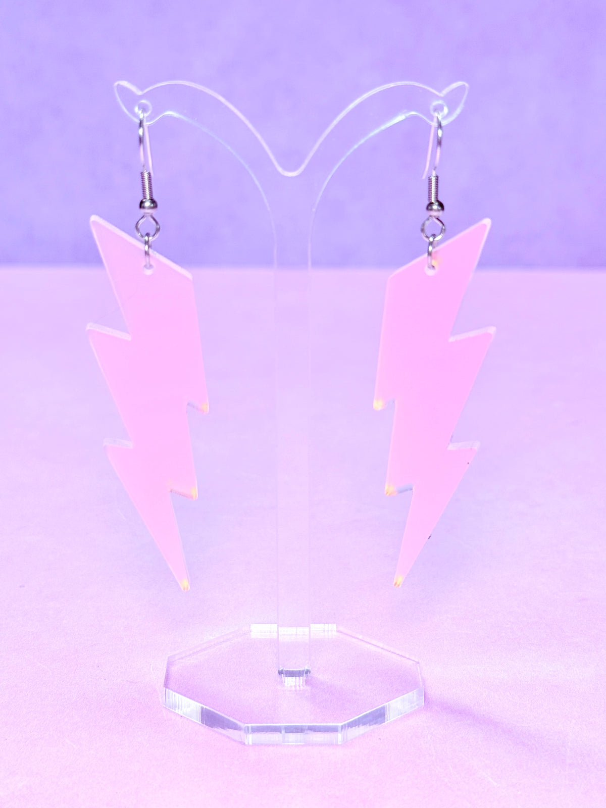 Lightning Bolt Acrylic Earrings (Iridescent)
