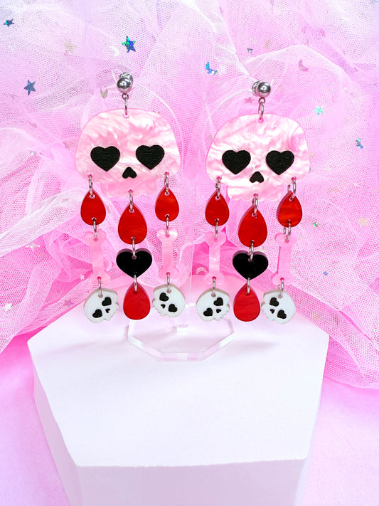 Lovely Skull Drops, Acrylic Earrings