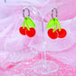 Candy Cherries, Acrylic Earrings (Red)