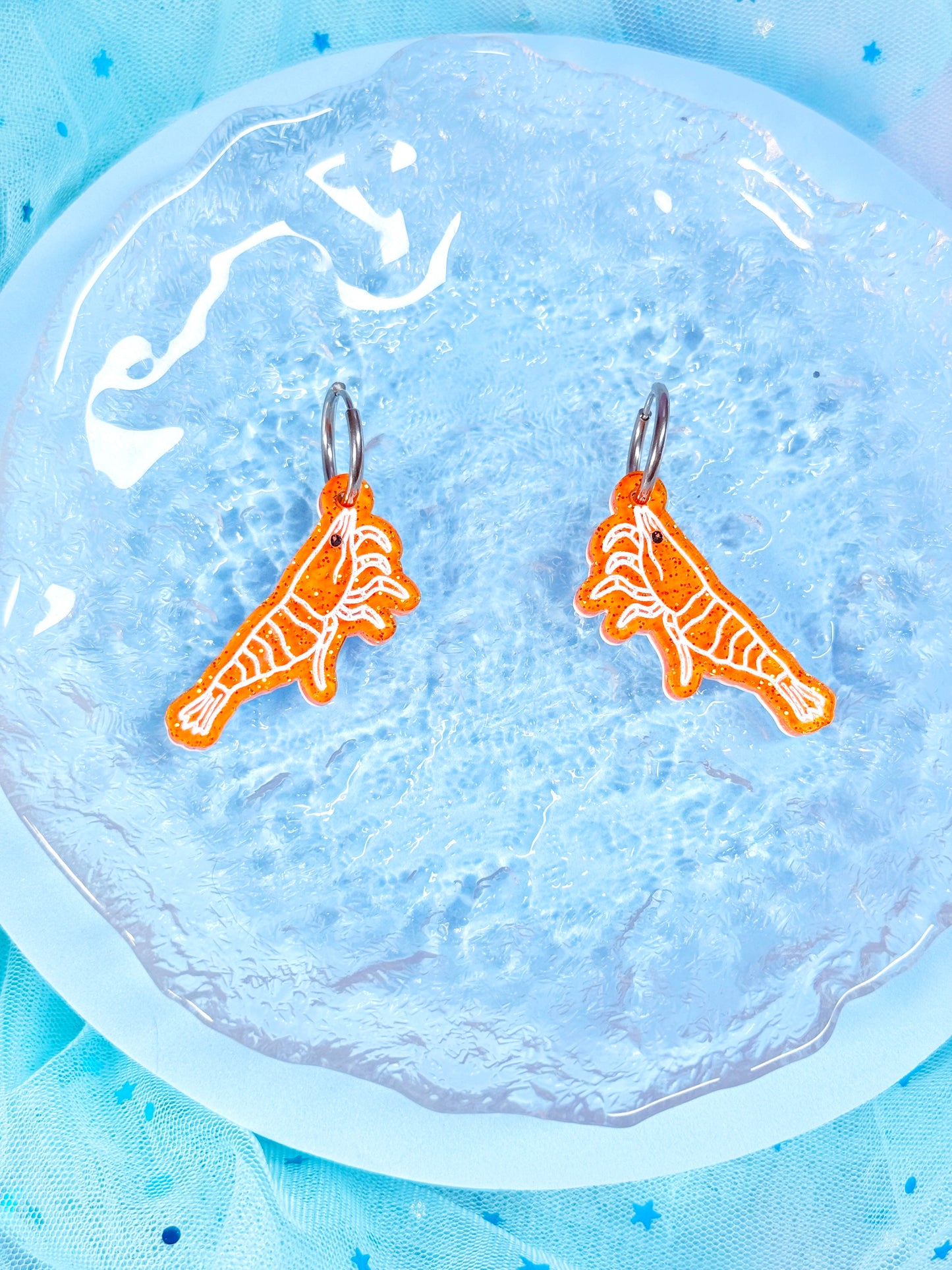 Jelly Shrimp Acrylic Earrings (Sunkist Orange)