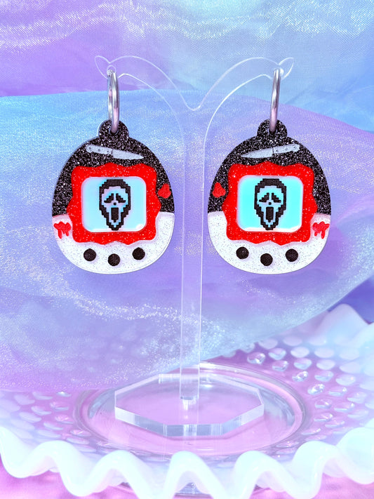Virtual Pet Ghost, Acrylic Earrings