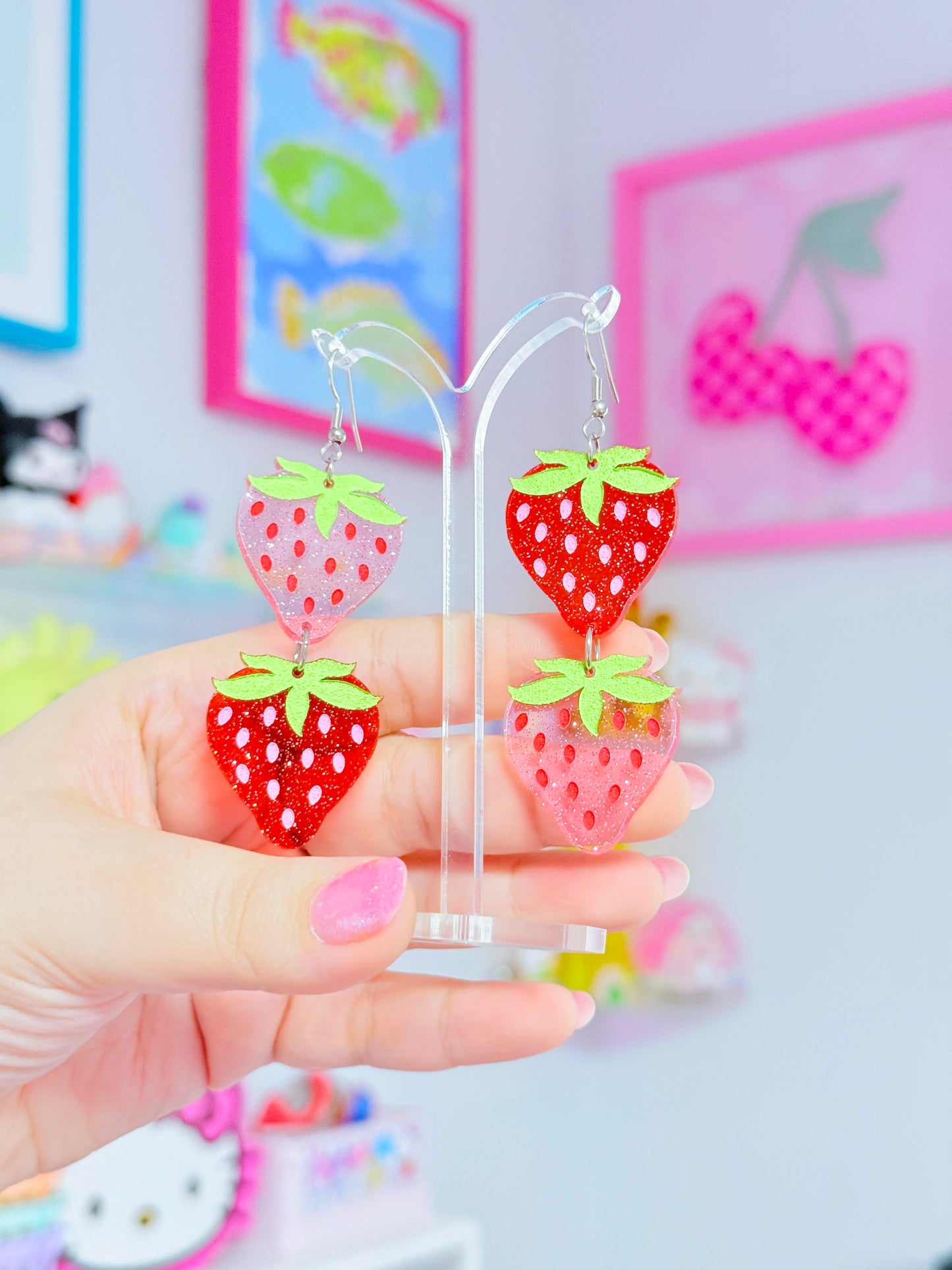 Strawberry Gummies, Acrylic Earrings