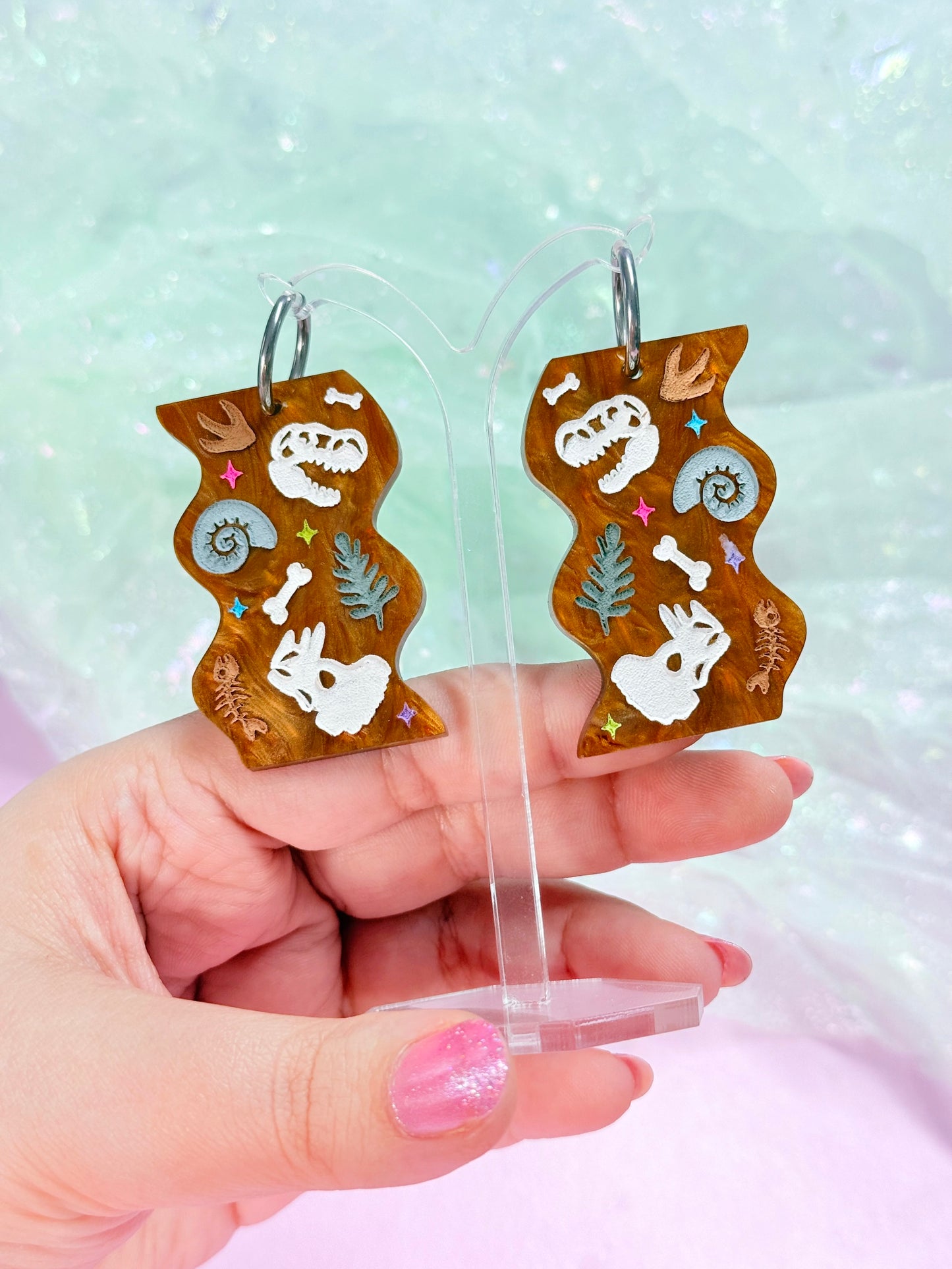 Funky Fossil Slab Acrylic Earrings