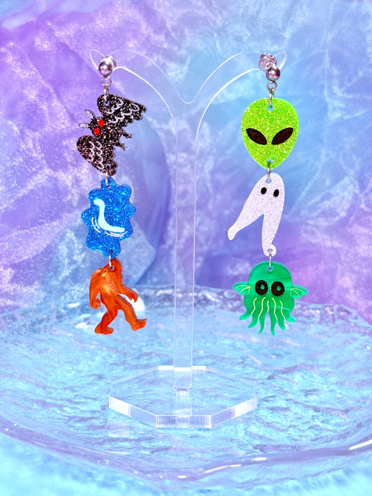 Cryptid Dangles, Acrylic Earrings