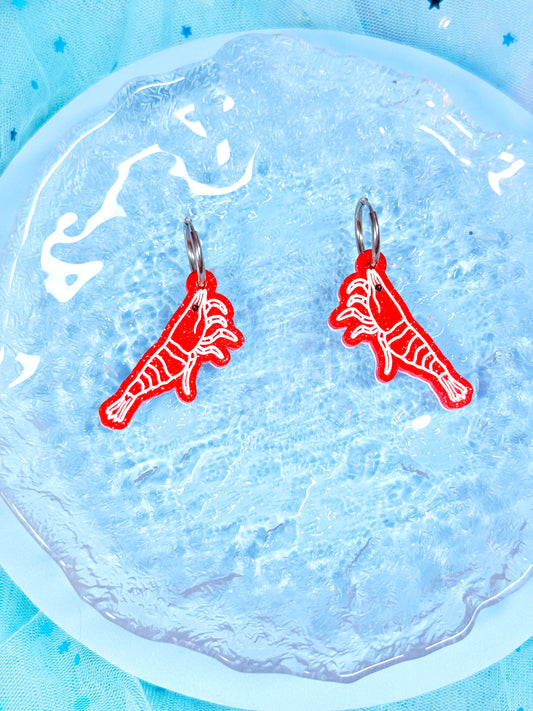 Jelly Shrimp Acrylic Earrings (Cherry Shrimp)