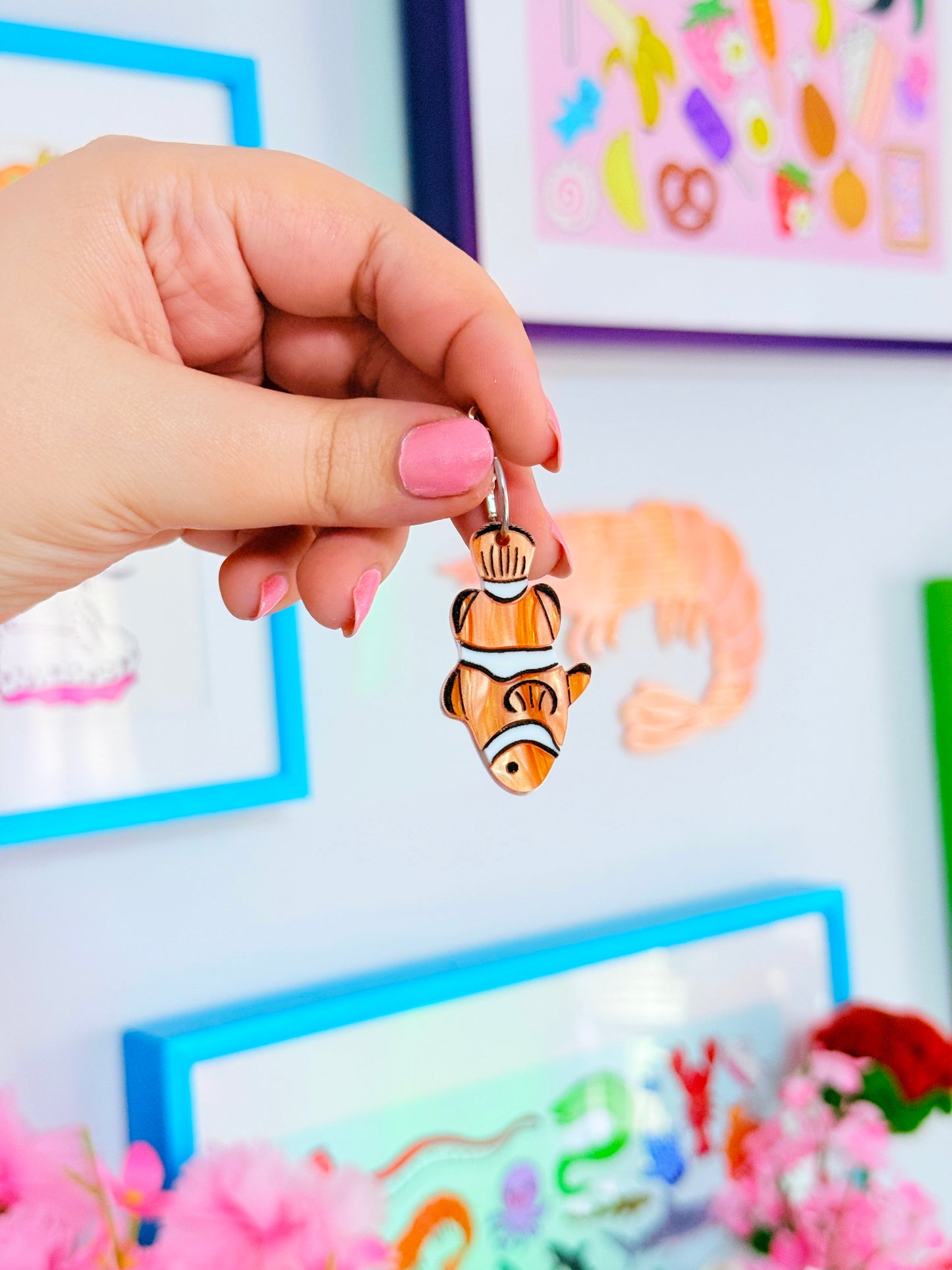Clownfish and Anemone, Acrylic Earrings