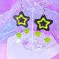 Funky Y2K Star Drop Earrings (Dark Neon)