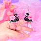 Gothic Black Flamingo Acrylic Earrings