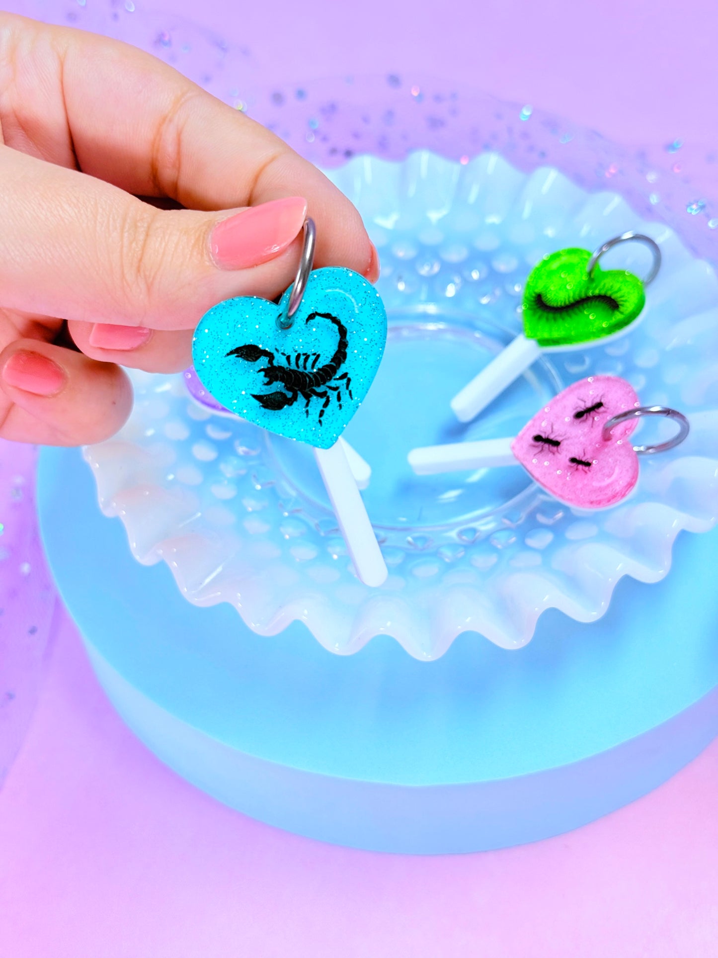 Cutesy Bug Lollipop Acrylic Earrings