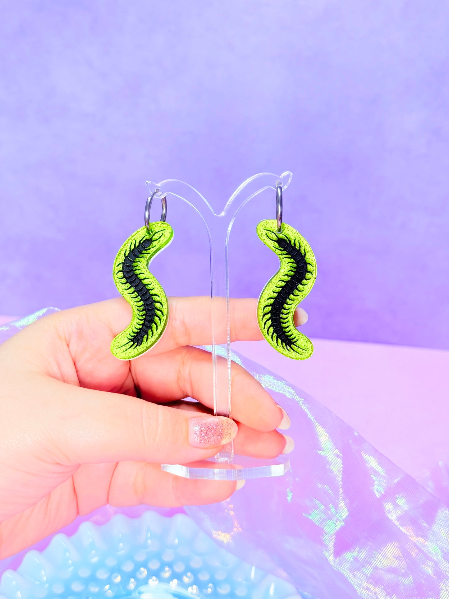 Gummy Centipede Acrylic Earrings