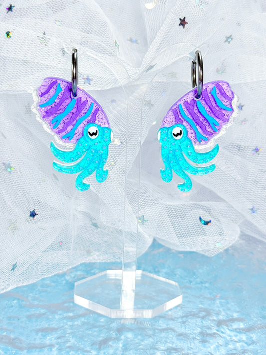 Cuttlefish Acrylic Earrings (Jelly Purple)
