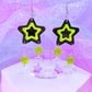 Funky Y2K Star Drop Earrings (Dark Neon)