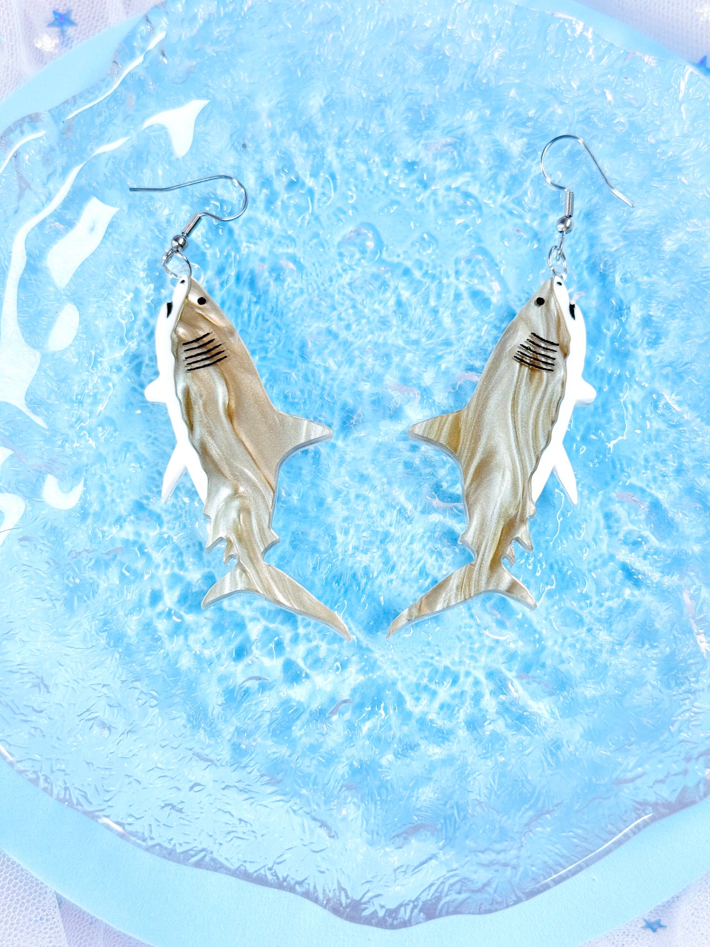 Great White Shark Acrylic Earrings