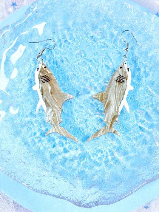 Great White Shark Acrylic Earrings