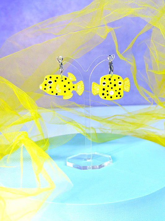 Yellow Boxfish Acrylic Earrings