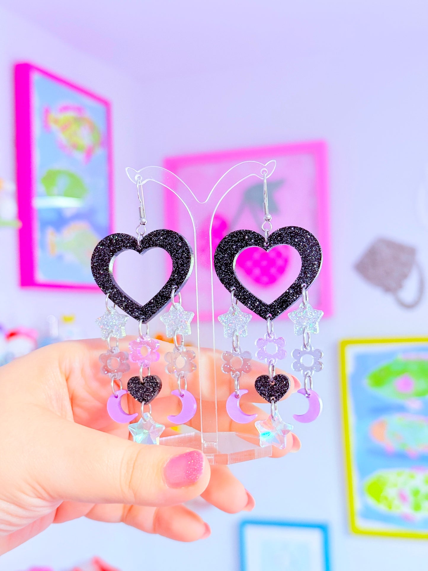 Y2K Candy Drops, Acrylic Earrings (Punky Purple)