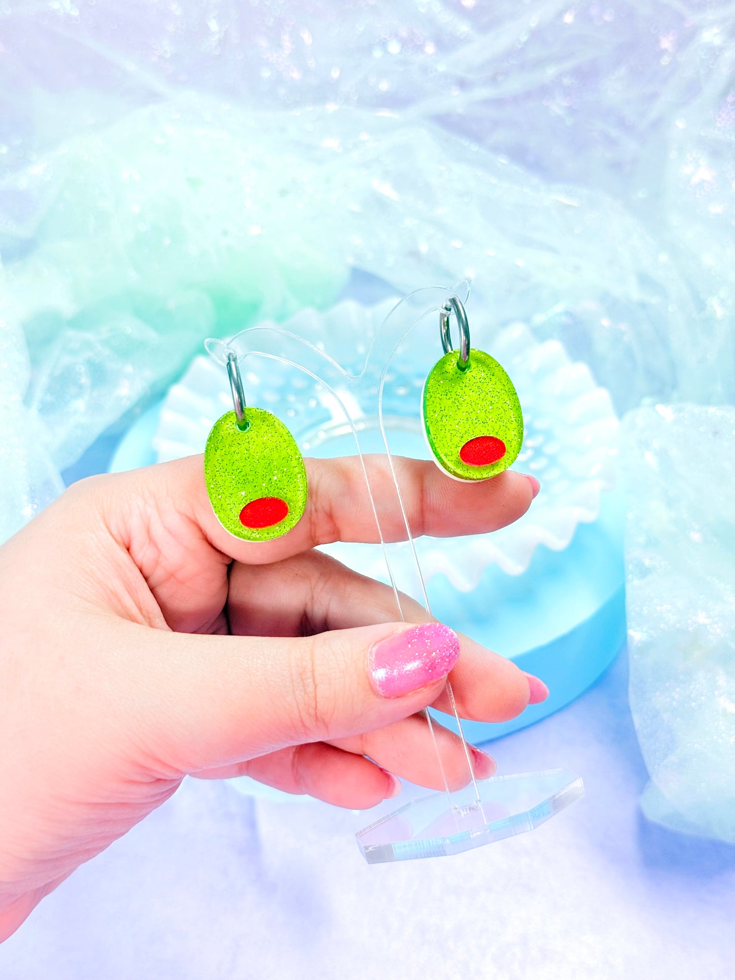 Jelly Olive Acrylic Earrings