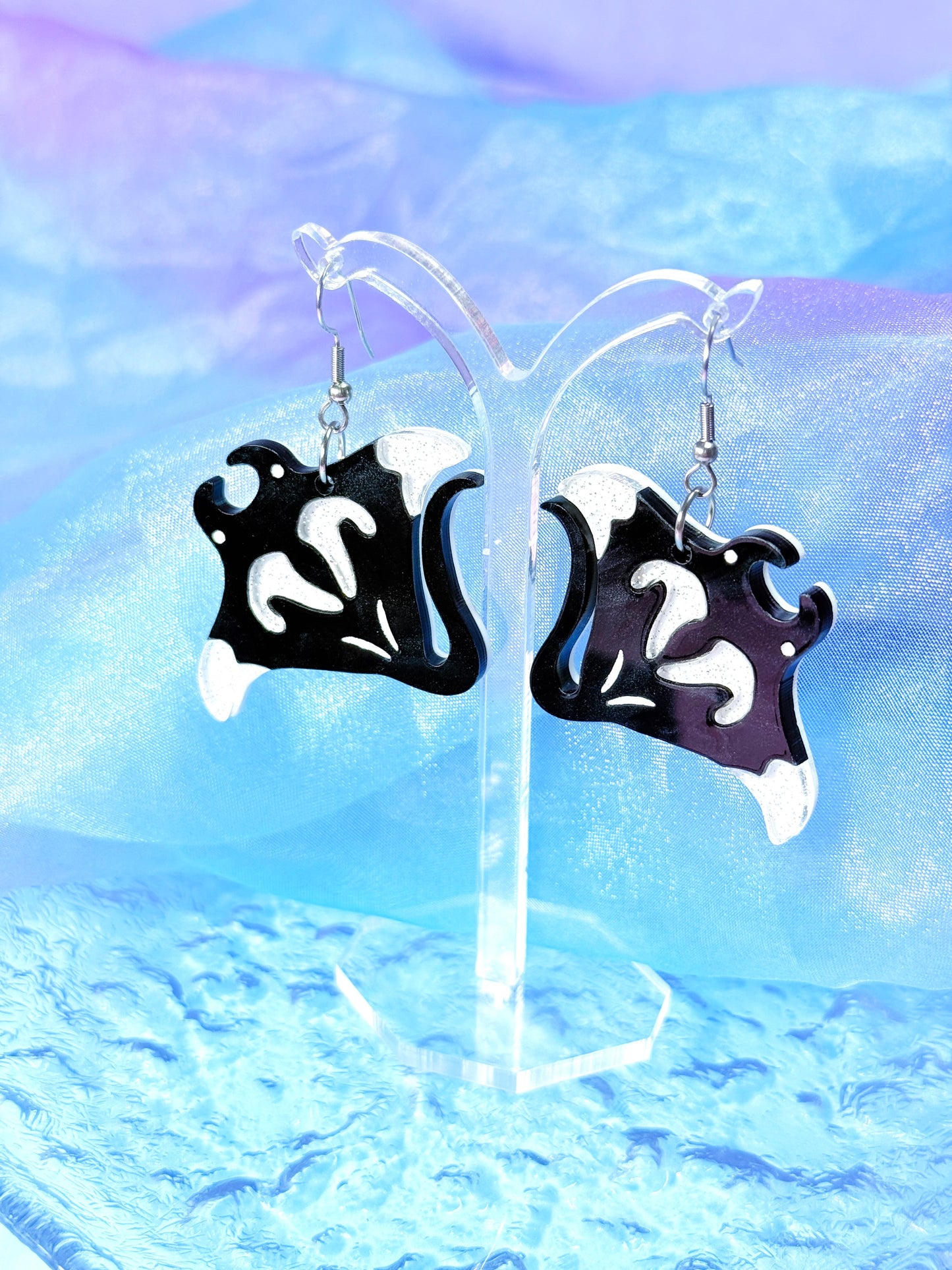 Manta Ray Acrylic Earrings