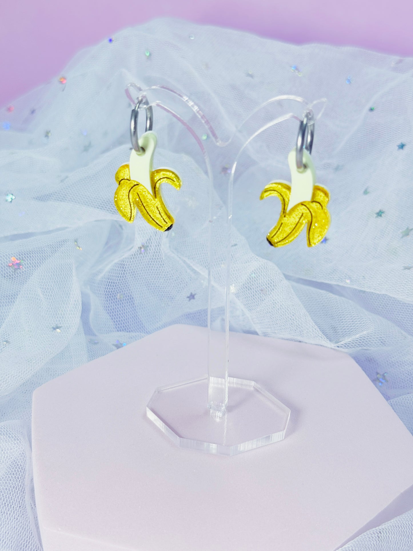 Mini Banana Acrylic Earrings